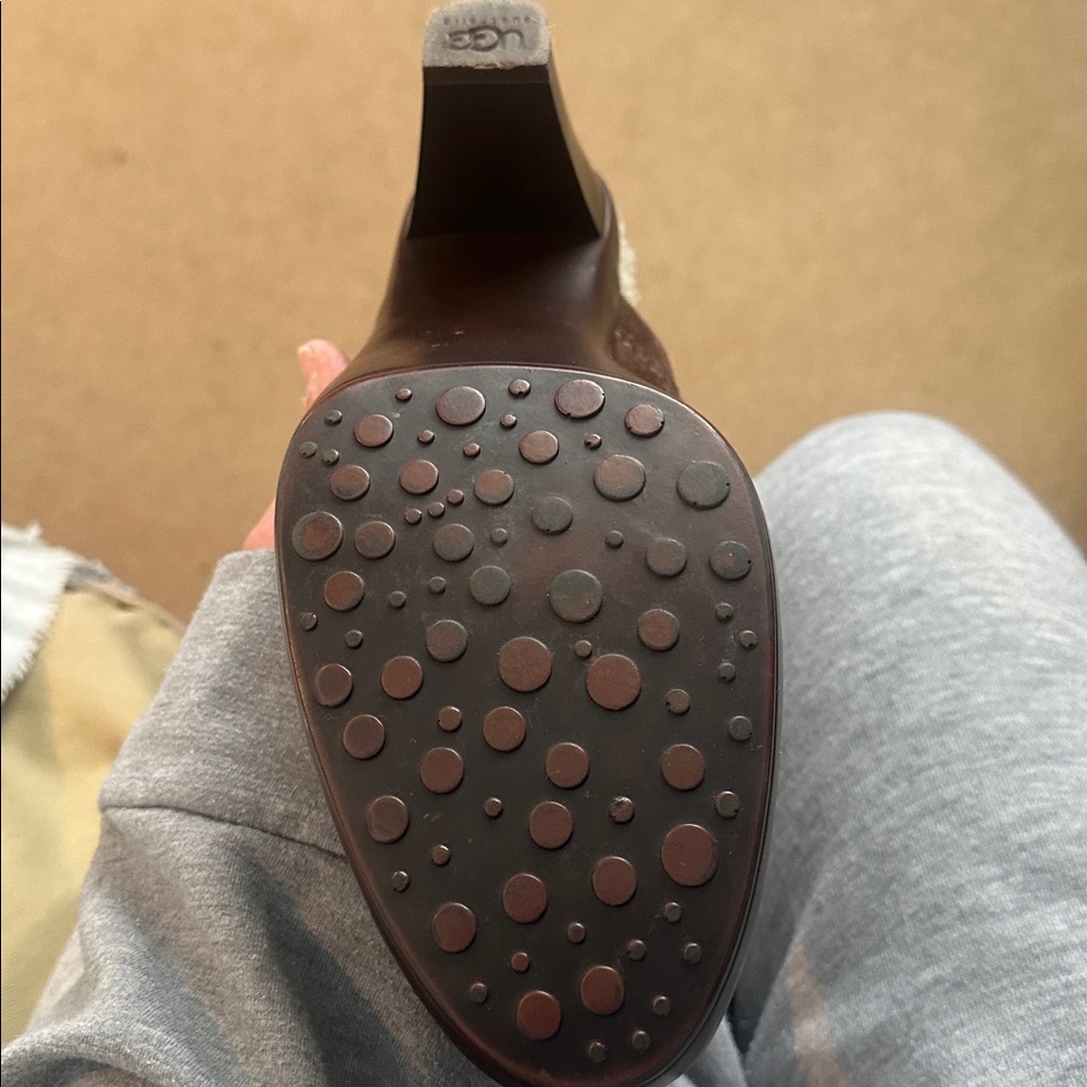 UGG Brown Suede Clogs with Medium Heel - Picture 11 of 15